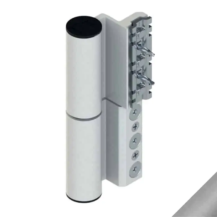 Giesse 00701350 Cerniera Fulcra per Serramento Profilo Erre 40 Registrabile Altezza 142mm Portata 120-150Kg Alluminio Finitura Cromo Satinato