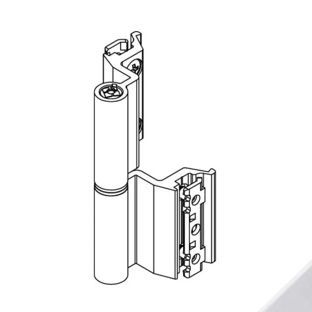 Giesse 00129020U Cerniera Flash Base per Terza Anta Profilo Erre 40 Altezza 93mm Portata 75-85Kg Alluminio Finitura Argento Anodizzato