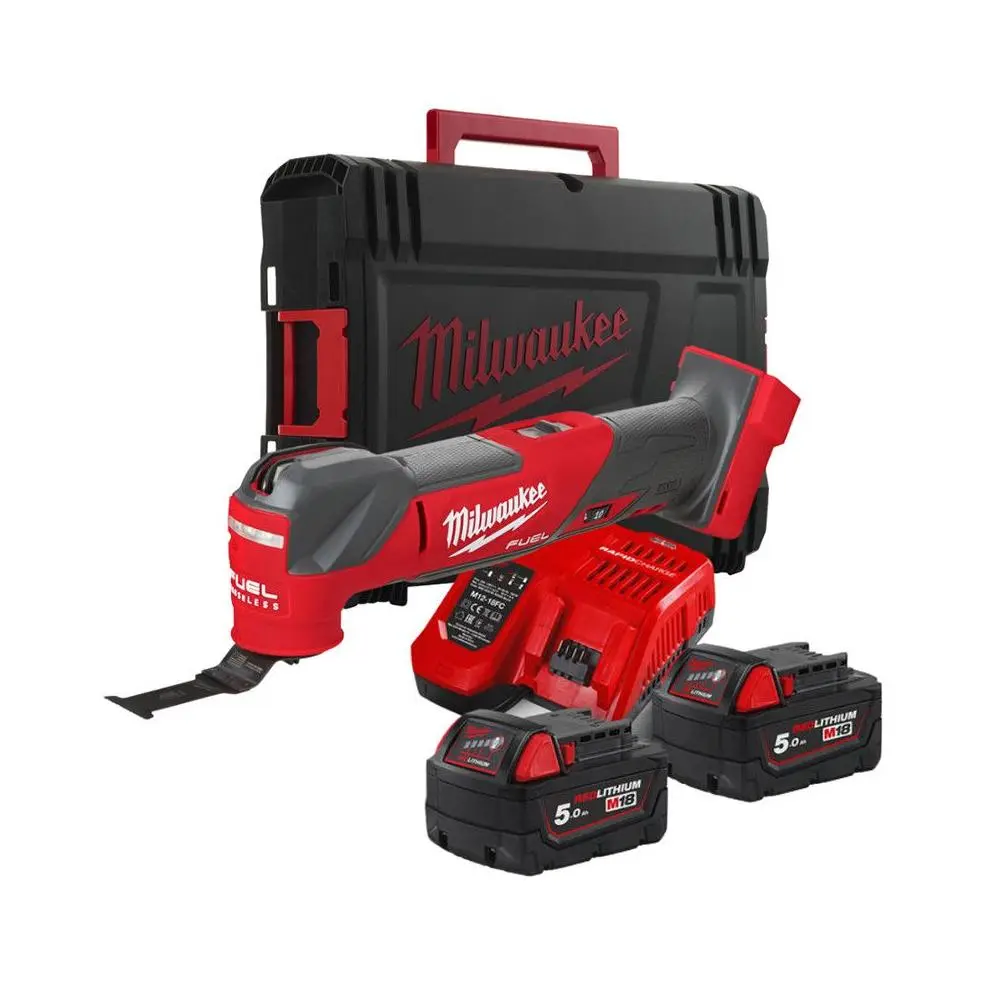 Milwaukee 4933478492 Utensile Multifunzione per Taglio Brushless M18 FMT-502X FUEL con 2 Batterie 5Ah + Caricabatterie + Valigia