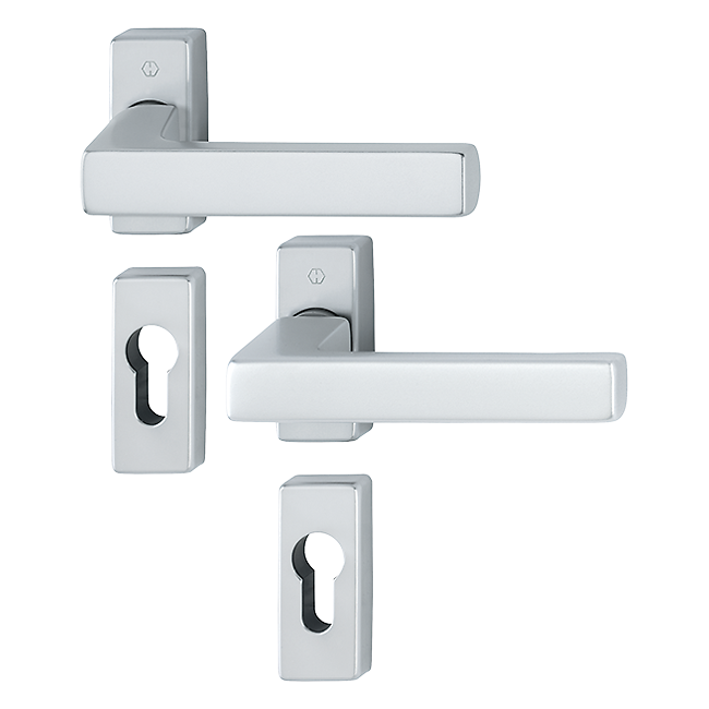 Hoppe 11668915 Grt. con rosetta Toulon 1737FA-1/844P/844PS/1737 F1 alluminio aspetto argento 