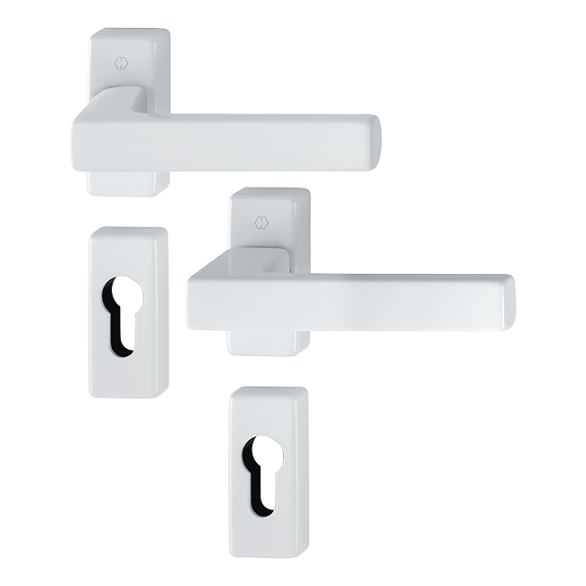 Hoppe 11668970 Grt. con rosetta Toulon 1737FA-1/844P/844PS/1737 F9016 bianco traffico 