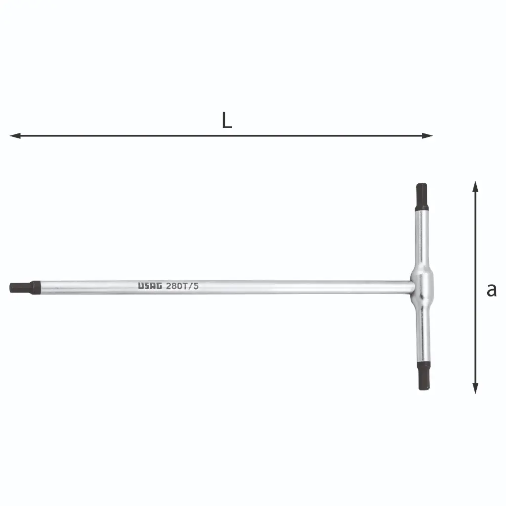 Usag U02800134 280T Chiave T Maschio Esagonale Manovra 4mm Lunghezza 180mm