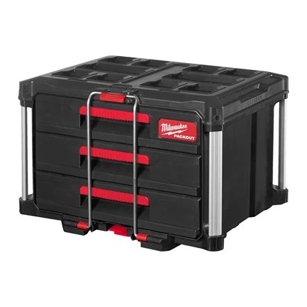 Milwaukee 4932472130 Cassettiera Portautensili PackOut 61x416x322 a 3 Cassetti con Blocco