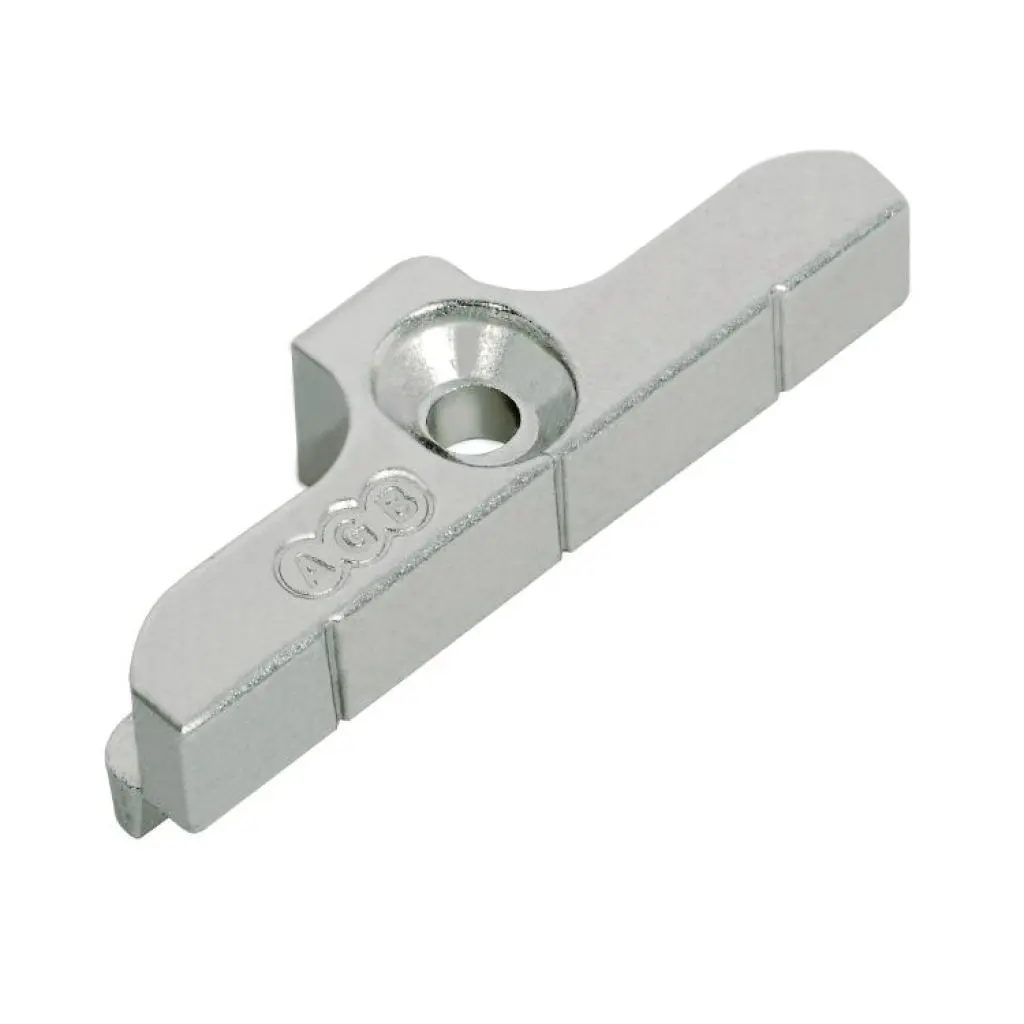 AGB A52300FI02 Incontro Nottolino Artech per Serramento in Pvc Profilo Alphacan Dimensione 46x15,5x12,5mm Zama Finitura Argento