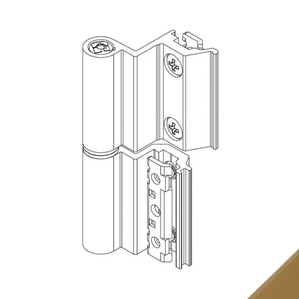 Giesse 00121380U Cerniera Flash Base per Terza Anta Profilo CU Altezza 93mm Portata 75-85Kg Alluminio Finitura Euro Bronzo