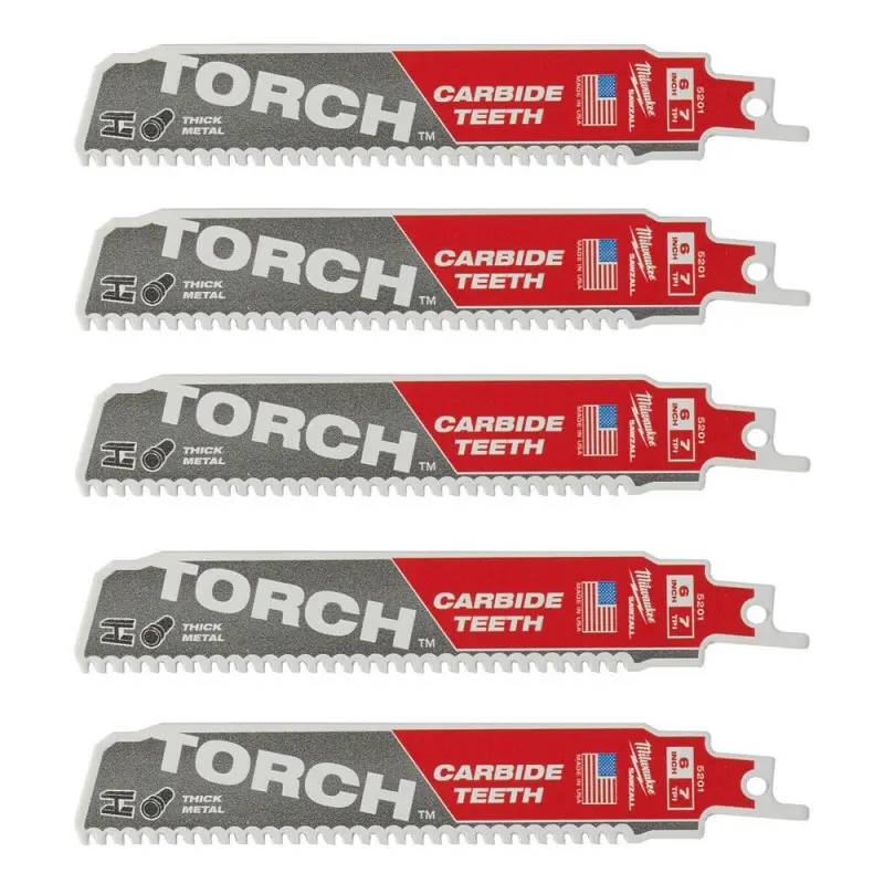 [095986] Milwaukee 48005501 Set Lame Taglio TCT per Demolizione Torch 150mm Denti in Carburo 5 Pezzi