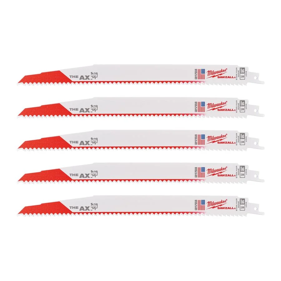 [096375] Milwaukee 48005027 Lame Demolizione AX Heavy Duty Legno con Chiodi 300mm Confezione 5 Pezzi