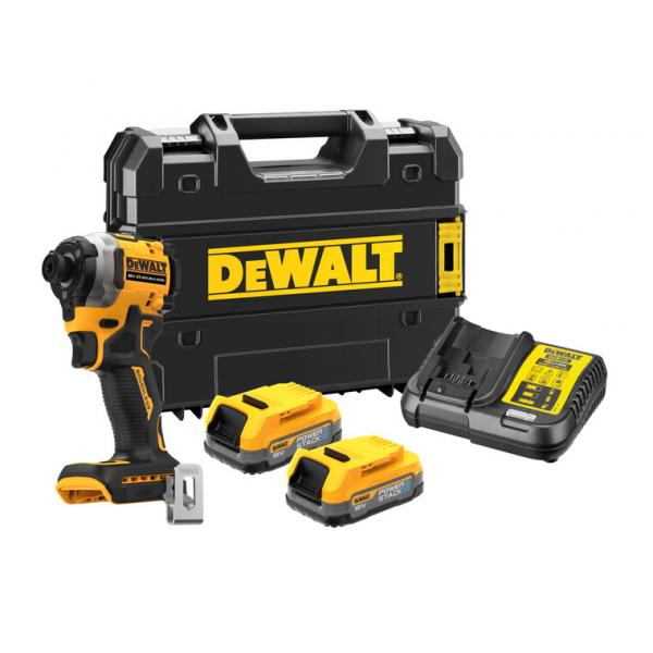 DeWalt DCF850E2T-QW Avvitatore Impulsi PowerStack 1/4" XR 3 Velocità 18V Con 2 Batterie + Caricabatterie + Valigia 
