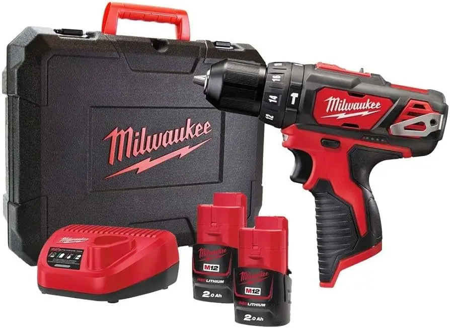 [098623] Milwaukee 4933441940 Trapano Avvitatore Percussione BPD-202C con 2 Batterie 2Ah + Caricabatterie + Valigia