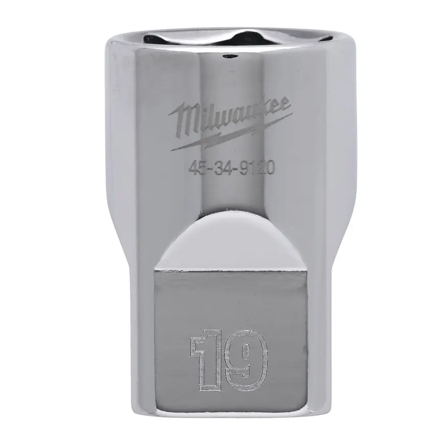 Milwaukee 4932480017 Bussola a Mano Corta da 1/2˝ Drive Socket Metric Standard da 19mm