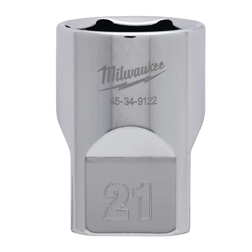 [099202] Milwaukee 4932480019 Bussola a Mano Corta da 1/2˝ Drive Socket Metric Standard da 21mm