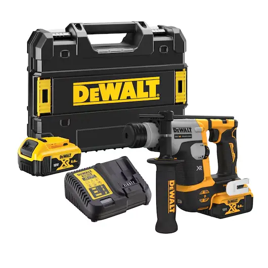 DeWalt DCH172P2-QW Trapano Percussione Tassellatore SDS Plus 18V XR Brushless 16mm Con 2 Batterie 5Ah + Caricabatterie + Valigia