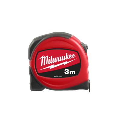 Milwaukee 48227703 Flessometro Metro Serie Slim 3 Metri Larghezza 16mm Telaio Rinforzato