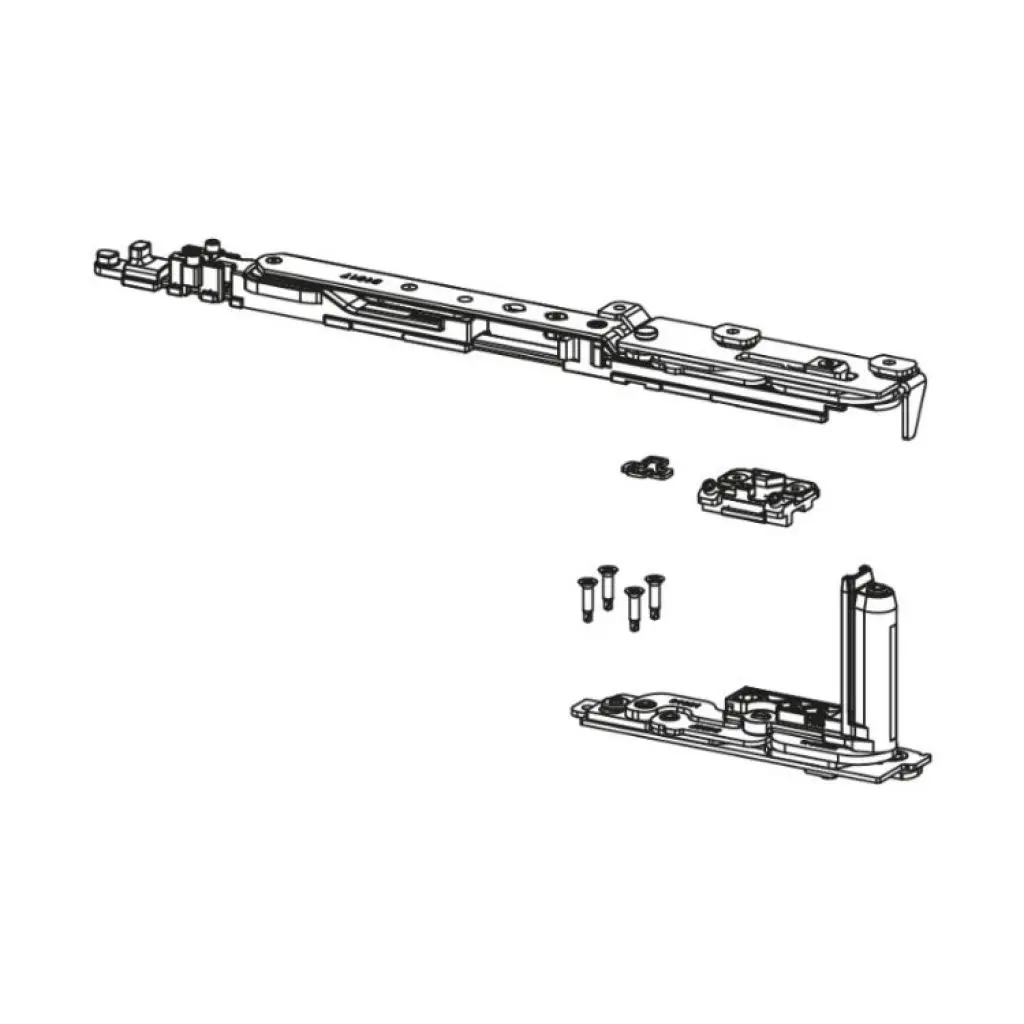 Giesse 052850001 Kit Cerniera Braccio Chic 3D 130 per Anta Ribalta Destra Profilo R40 Larghezza 475-700mm Portata 130Kg Acciaio e Zama Finitura Silver