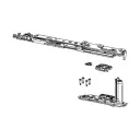 Giesse 052850001 Kit Cerniera Braccio Chic 3D 130 per Anta Ribalta Destra Profilo R40 Larghezza 475-700mm Portata 130Kg Acciaio e Zama Finitura Silver