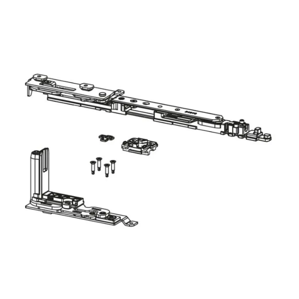 Giesse 052850002 Kit Cerniera Braccio Chic 3D 130 per Anta Ribalta Sinistra Profilo Erre 40 Larghezza 475-700mm Portata 130Kg Acciaio e Zama Finitura Silver