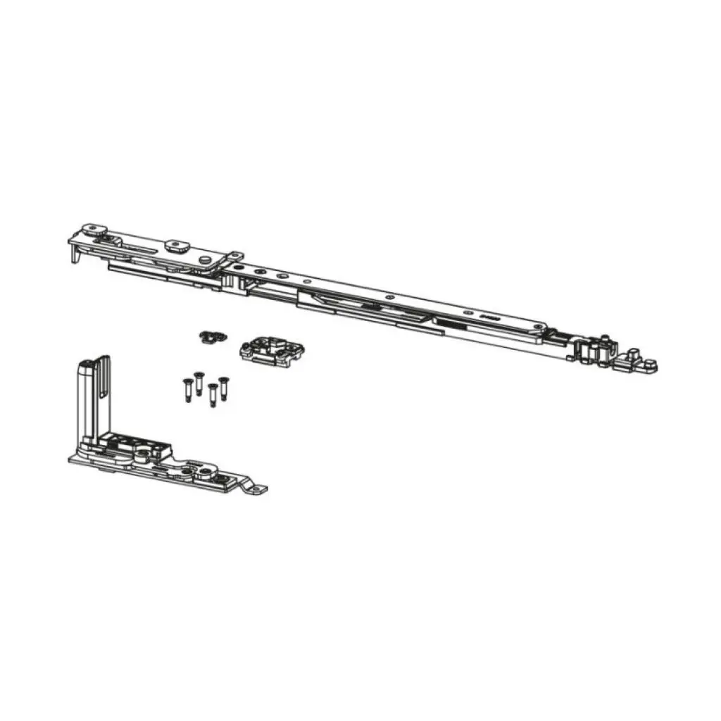 Giesse 052860002 Kit Cerniera Braccio Chic 3D 130 per Anta Ribalta Sinistra Profilo Erre 40 Larghezza 600-1600mm Portata 130Kg Acciaio e Zama Finitura Silver