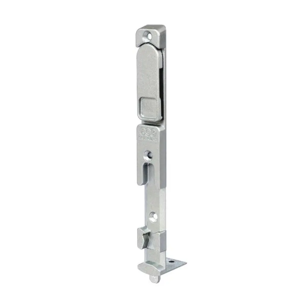 AGB A515120200 Catenaccio Inferiore Artech per Serramenti in Legno Dimensione 180x17,5x8mm Aria 12mm Cava Euronut Battuta 18mm Acciaio Finitura Silver