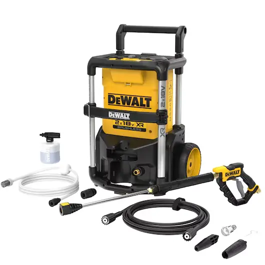 DeWalt DCMPW1600N-XJ Idro-pulitrice 2x18V Motore Brushless 2x18V 3 Velocità 70-85-110 Bar 273LPH Solo Corpo Macchina con Accessori