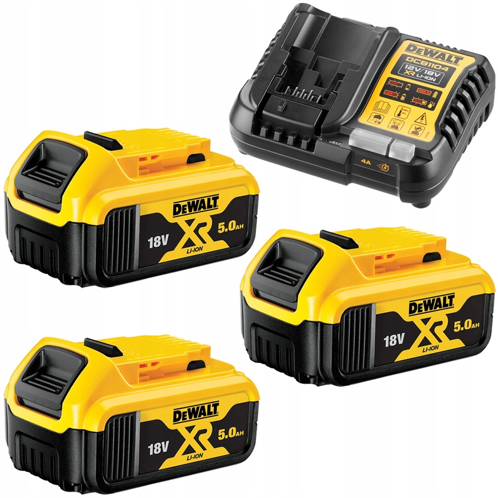 DeWalt DCB1104P3-QW Starter Kit 3 Batterie + Caricabatterie 5Ah 18V XR