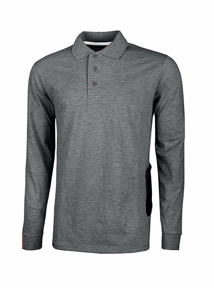 POLO MANICA LUNGA GRIGIO      C/TASCA CELLULARE TG.XXL