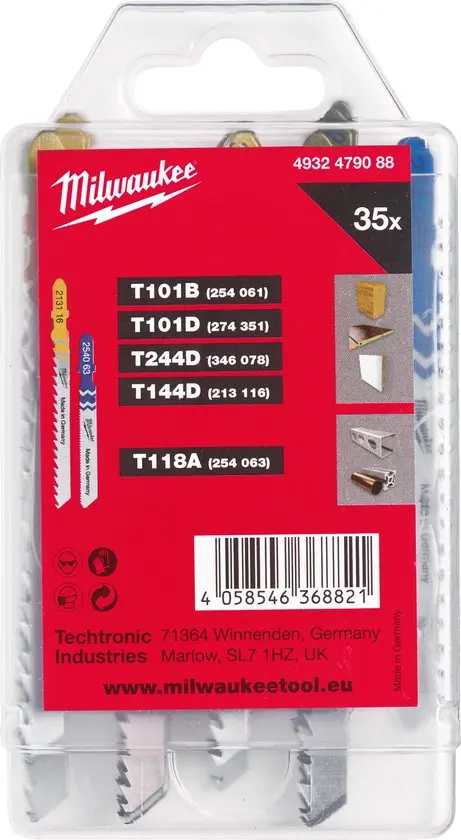 [104954] Milwaukee 4932479088 Set Lame Seghetto - Attacco a T da 35 Pezzi