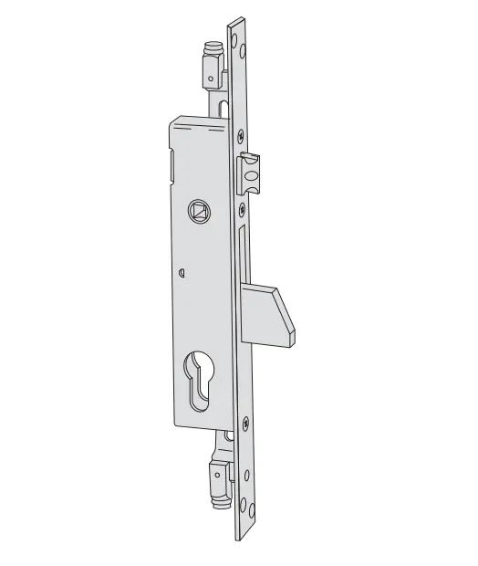 Cisa 46825350 Serratura da Infilare a Cilindro per Montanti e Inferiate E35 F. 25mm con Quadro Maniglia Passante