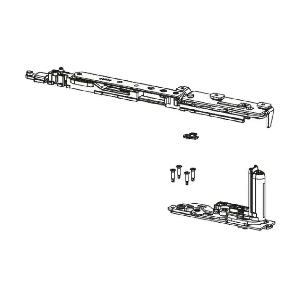Giesse 052840001 Kit Cerniera Braccio Chic 3D 130 Giesse per Anta Ribalta Destra Profilo R40 Larghezza 450-475mm Portata 130Kg Acciaio e Zama Finitura Silver