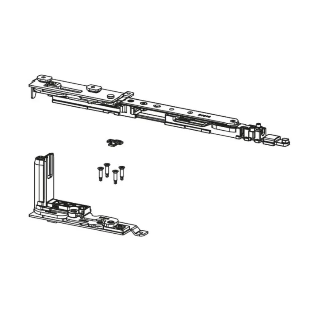 Giesse 052840002 Kit Cerniera Braccio Chic 3D 130 per Anta Ribalta Sinistra Profilo Erre 40 Larghezza 450-475mm Portata 130Kg Acciaio e Zama Finitura Silver