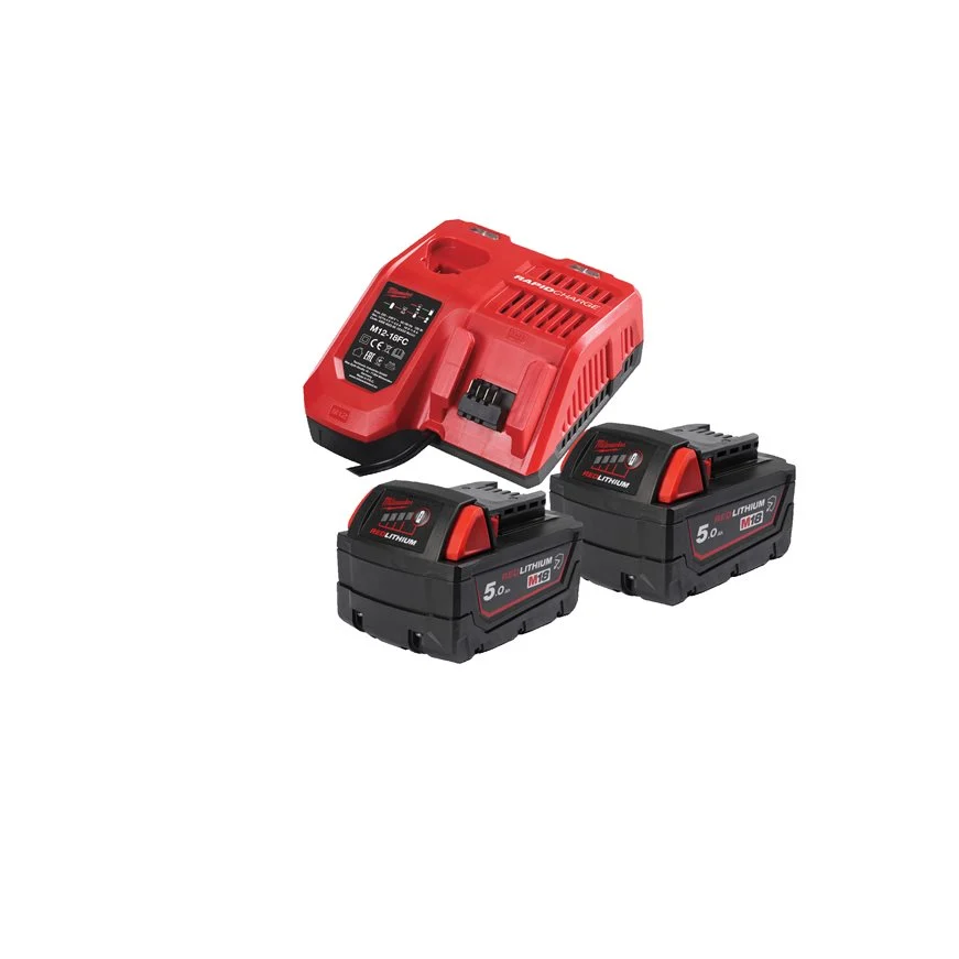 Milwaukee 4932479831 Kit Energy M18 NRGCR-502 con 2 Batterie 5Ah + Caricabatterie 