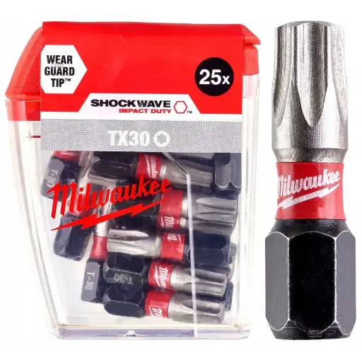 [059445] Milwaukee 4932430886 BIT Shockwave per Avvitatori Confezione Torx Tx30 x 25 Pezzi CD Tic-Tac