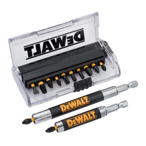 [064265] DeWalt DT70512T-QZ Set 12 Pezzi Inserti Impact Torsion + 2 Adattatori Magnetici con Guida