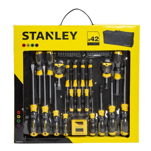 [071953] Stanley STHT0-62113 Giraviti Cacciaviti e Inserti Set da 43 Pezzi + Borsa