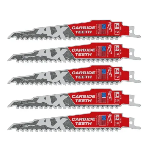 [091292] Milwaukee 48005521 Lame Demolizioni Legno e Chiodi TCT AX Denti in Carburo 150cm Confezione da 5 Pezzi