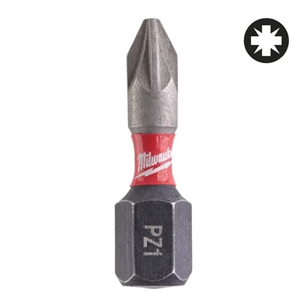 [092789] Milwaukee 4932430860 Bit Shockwave per Avvitatori Pozidrive PZ1 x 25mm da 2 Pezzi