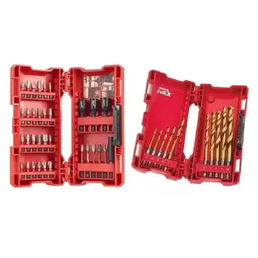[092796] Milwaukee 4932478900 Set Foratura 10 Punte per Metallo Forgiate in HSS-G e Avvitatura 33 Inserti Shockwave BIT - 43 Pezzi