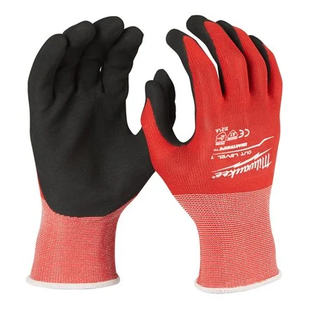 [092804] Milwaukee 4932471417 Guanti Spalmati in Nitrile Categoria Taglio A 9/L - 1 Paio