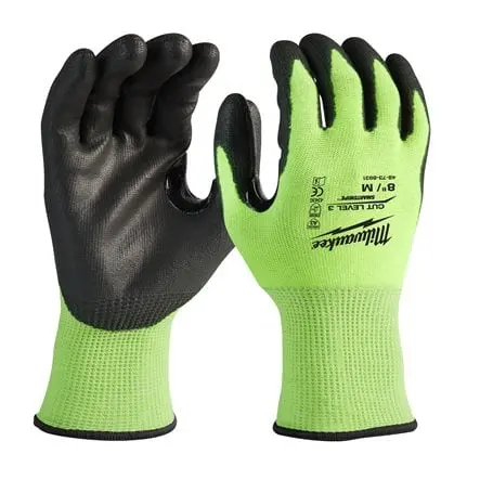 [092809] Milwaukee 4932478133 Guanti Antitaglio Alta Visibilità Spalmati in Poliuretano Categoria Taglio C 10/XL - 1 Paio