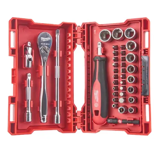 [097321] Milwaukee 4932479096 Set di BIT Compatto con Cricchetto e Bussole da 1/4'' da 38 Pezzi