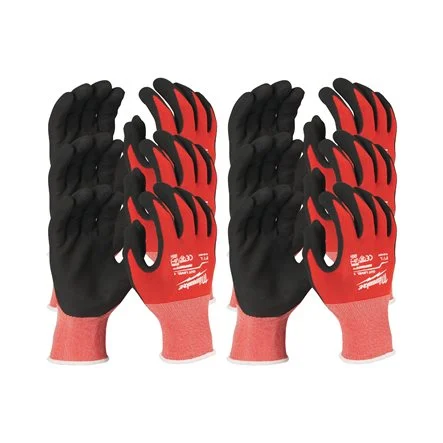 [097845] Milwaukee 4932471614 Guanti Spalmati in Nitrile Categoria Taglio A 8/M - 12 Paia