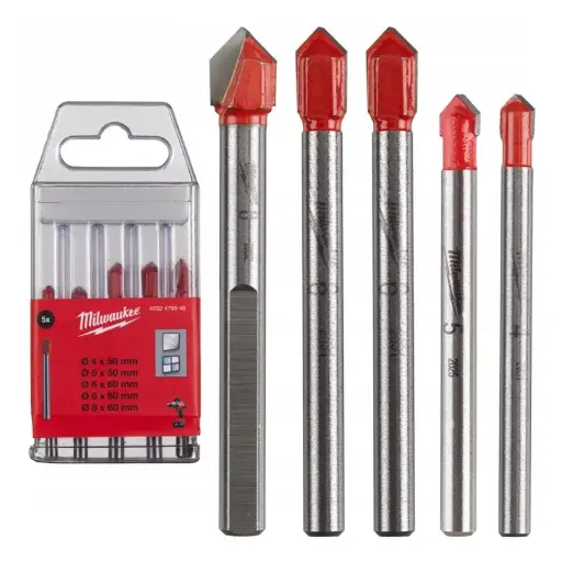 [098635] Milwaukee 4932479948 Set Punte Vetro e Piastrella 5 Pezzi