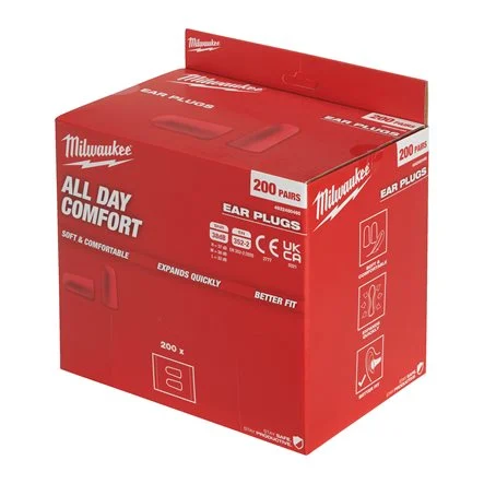 [099125] Milwaukee 4932480465 Inserti Protezione Auricolari Monouso in Schiuma Confezione 200 Paia