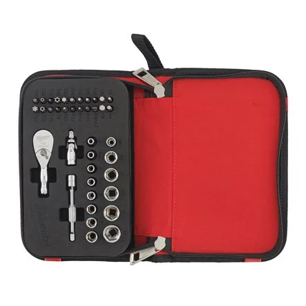 [104982] Milwaukee 4932492672 Set di BIT Compatto in Astuccio con Cricchetto e Bussole da 1/4'' da 39 Pezzi
