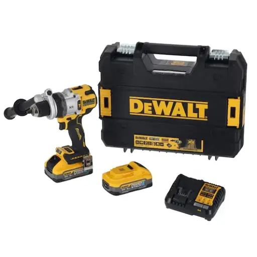 [108727] DeWalt DCD1007H2T-QW Trapano Avvitatore Percussione 3 Velocità XR 18V Brushless con 2 Batterie 5Ah + Caricabatterie + Valigia