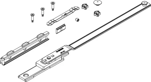 [014357] Giesse 04301000K Braccio Supplementare per Anta Ribalta Maggiore di 1000mm Profilo CU Materiale Acciaio e Zama Finitura Silver