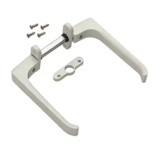 [014429] Savio 1625 Maniglia Doppia Rumba per Serramento Rosetta Ovale Finitura Bianco
