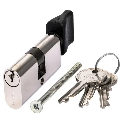 [015398] Cisa 0823002012 Cilindro Ovale 28/28 Nichelato con Pomolo