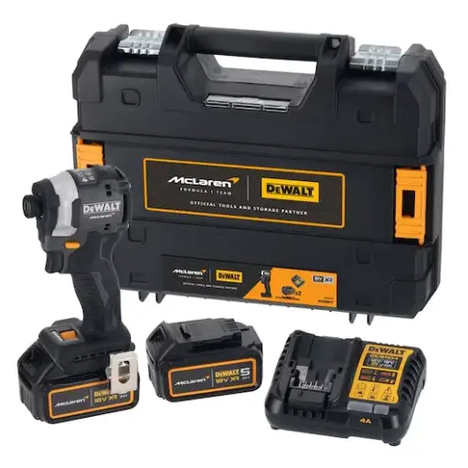 [112637] DeWalt DCF85MP2T-QW Avvitatore Impulsi Brushless 206Nm XR 18V con 2 Batterie 5Ah + Valigia Tstak Versione McLaren