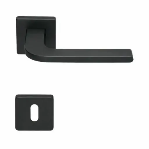 [114442] AD-Tech HELIA-121RBQ NEO Maniglia per Porta Rosetta e Bocchetta Bassa Quadra 50x50x7mm Foro Patent Zama Finitura Nero Opaco