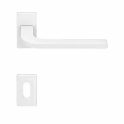 [114443] AD-Tech HELIA-121RBR BIA Maniglia per Porta Rosetta e Bocchetta Bassa Rettangolare 62x32x7mm Foro Patent Zama Finitura Bianco Opaco